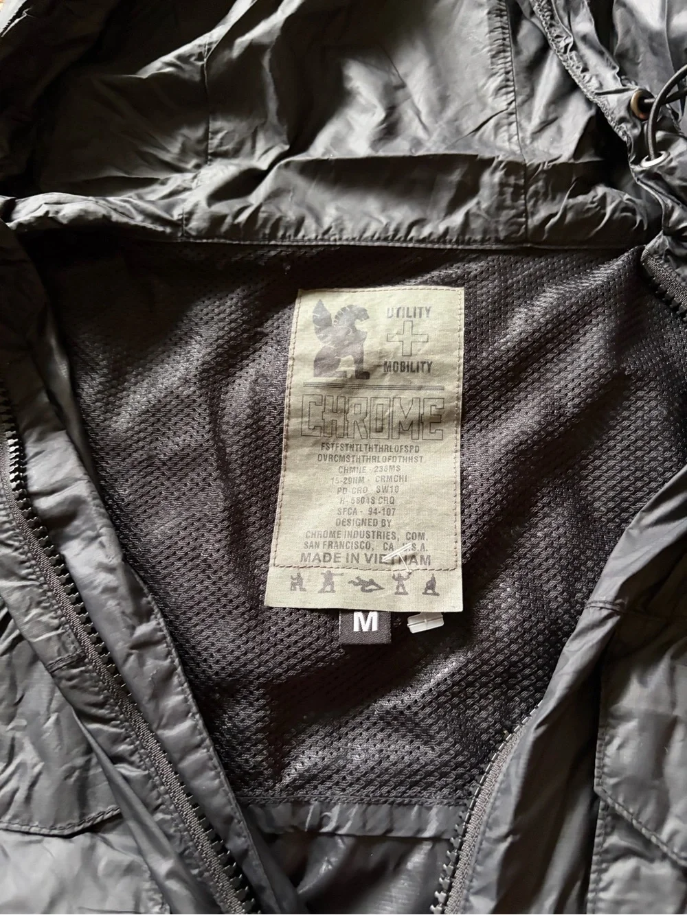 Men's Black Hooded Raincoat with Zip Closure